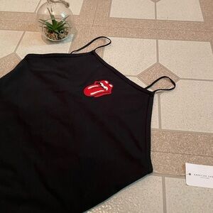 NEW! Rolling Stones X American Eagle Official Embroidered Logo Tank Top Bodysuit
